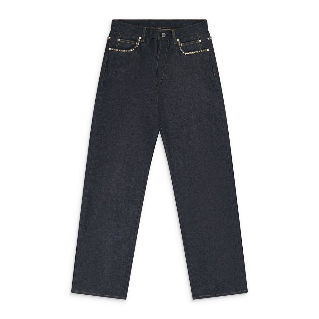 Blue Selvedge Baggy Jean.(Studs) Blue