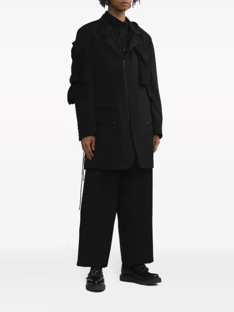 Yohji Yamamoto draped single-breasted zip-up blazer