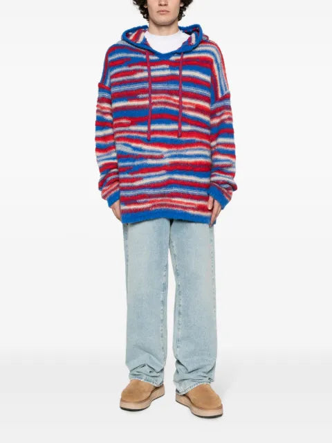 ERL striped intarsia-knit hoodie