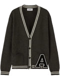 AMBUSH monogram-appliqué wool cardigan