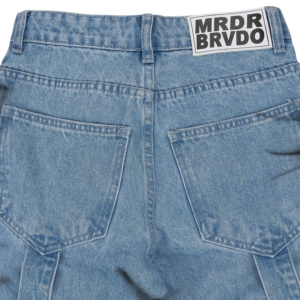 BLUE WINGED LOGO BONDAGE PANTS