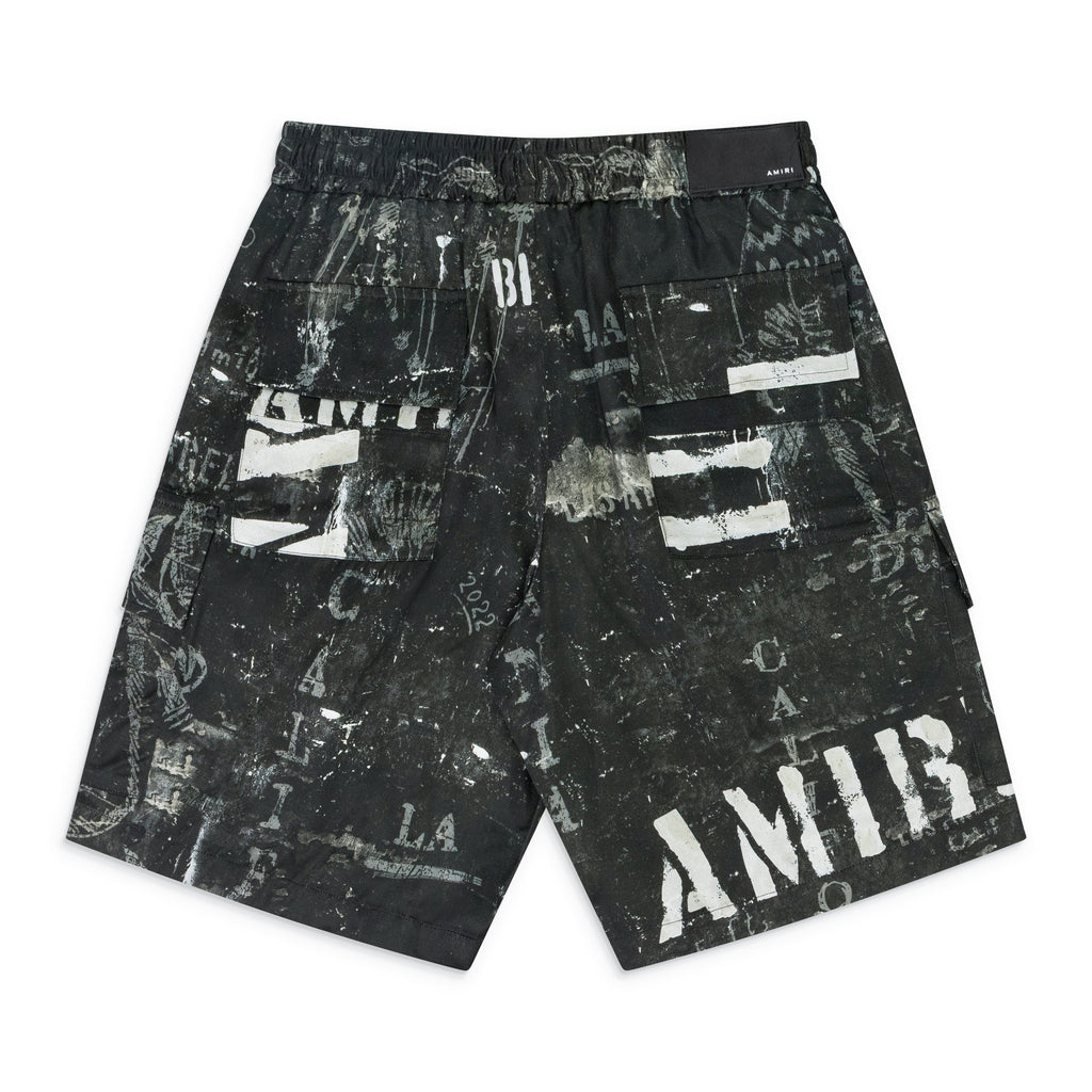 Black Army Stencil Cargo Shorts