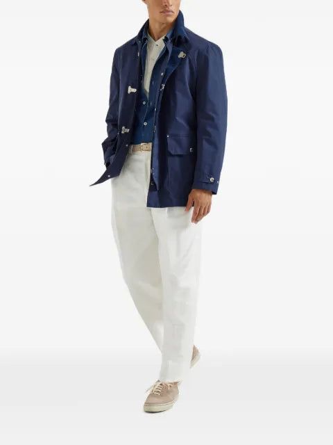 Brunello Cucinelli hook fastening cotton outerwear jacket