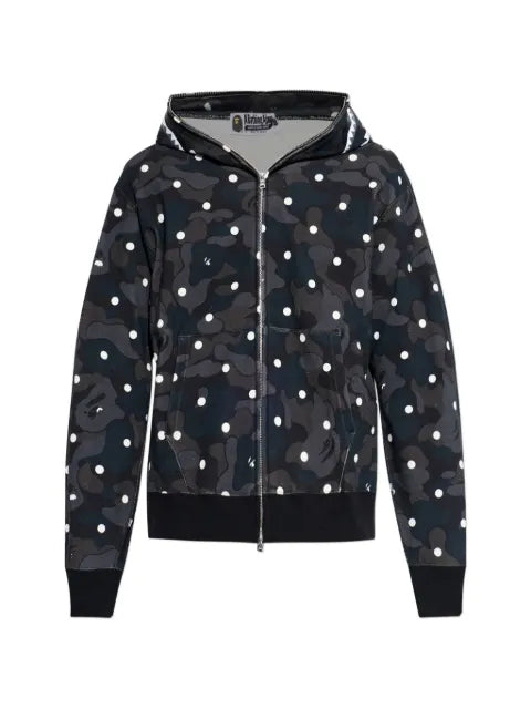 A BATHING APE® polka-dot camouflage zip-up hoodie