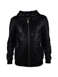 Philipp Plein hooded logo leather jacket