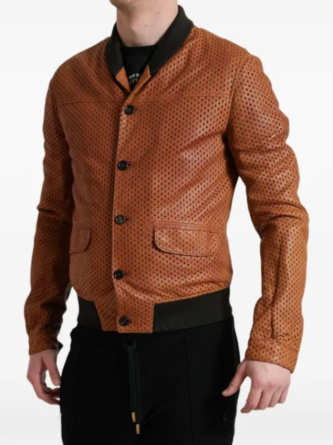Dolce & Gabbana perforated leather jacket