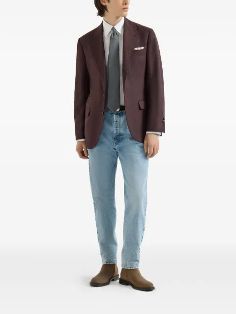 Brunello Cucinelli mouliné virgin-wool twill deconstructed blazer