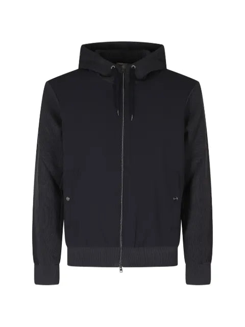 Herno ribbed-knit panelled hooded jacket
