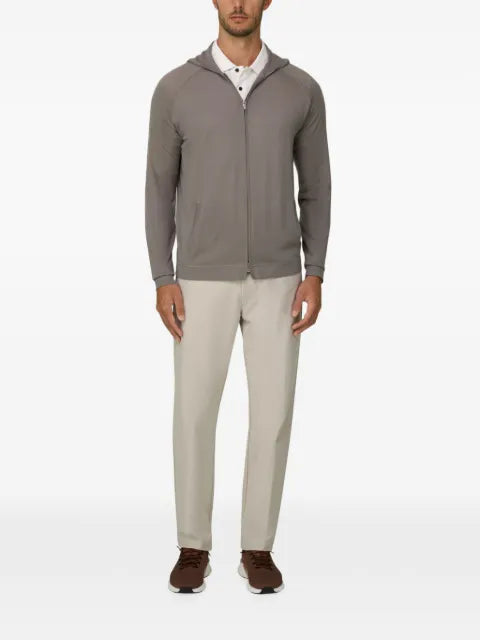 Boggi Milano knitted sweatshirt full-zip hoodie in superfine merino