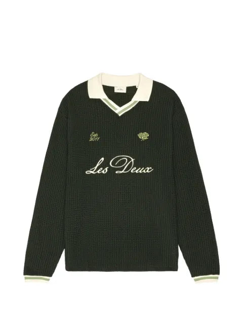 Les Deux logo-embroidered waffle-knit sweater