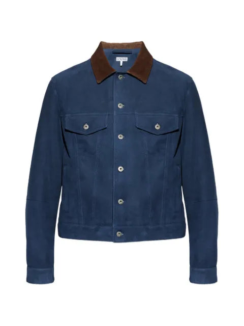 LOEWE corduroy-collar suede jacket