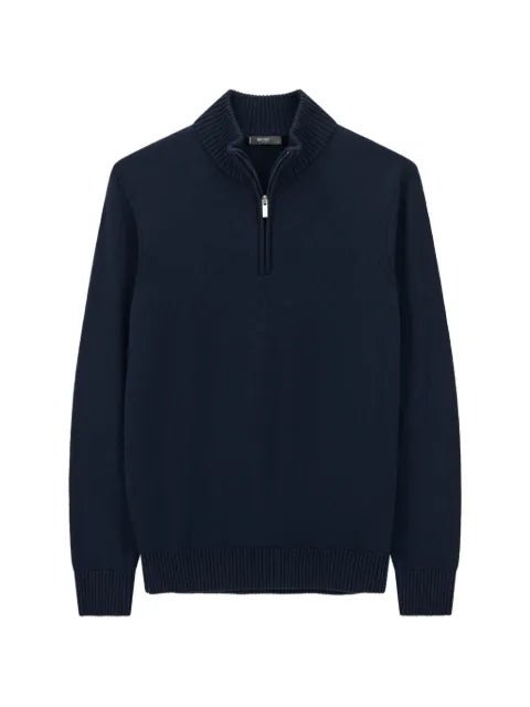 Boggi Milano roll neck jumper quarter-zip superfine merino wool