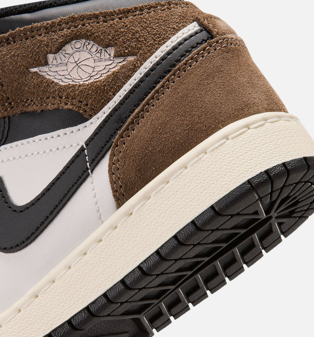Air Jordan 1 Mid Grade School Lifestyle Shoes - Black / Phantom / Palomino / University Red