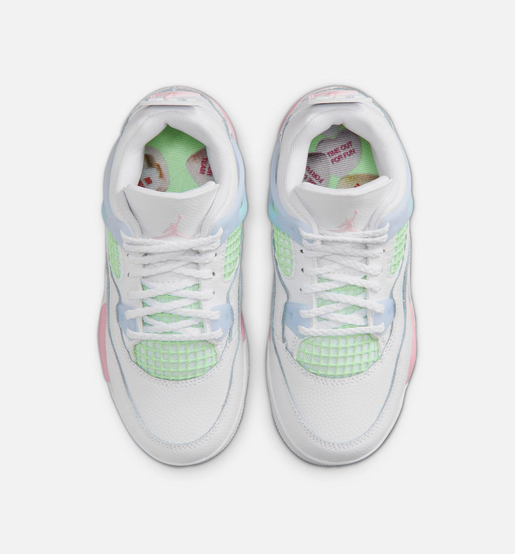 Air Jordan 4 Retro "Medium Soft Pink" Little Kids' Shoe – White/Medium Soft Pink/Half Blue