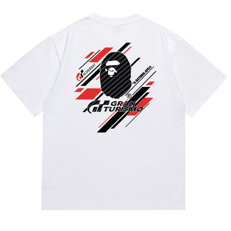 BAPE x Gran Turismo Stripe Ape Head Men's T-Shirt - White
