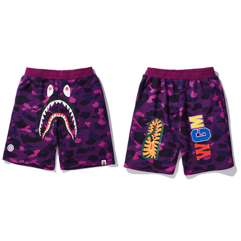BAPE Shark Camo Print Streetwear Casual Shorts Unisex