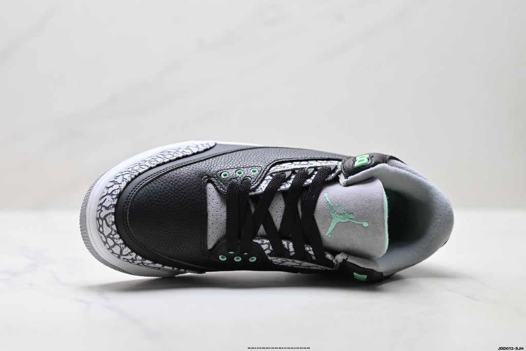 Air Jordan 3 Retro Black Green Cement Sneakers