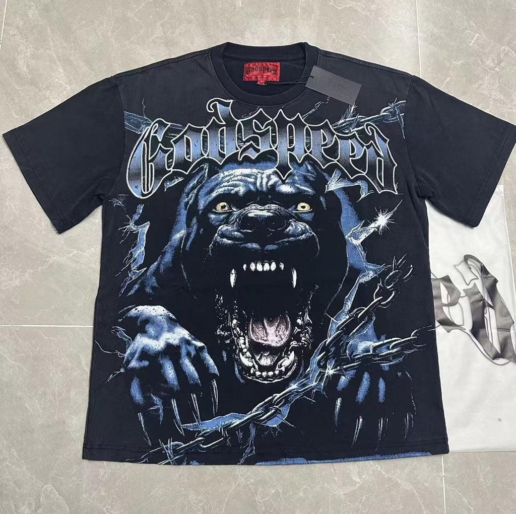 Godspeed Panther Graphic Washed Black T-Shirt