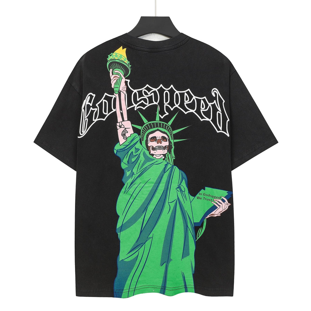 Godspeed Statue of Liberty Skull Graphic T-Shirt