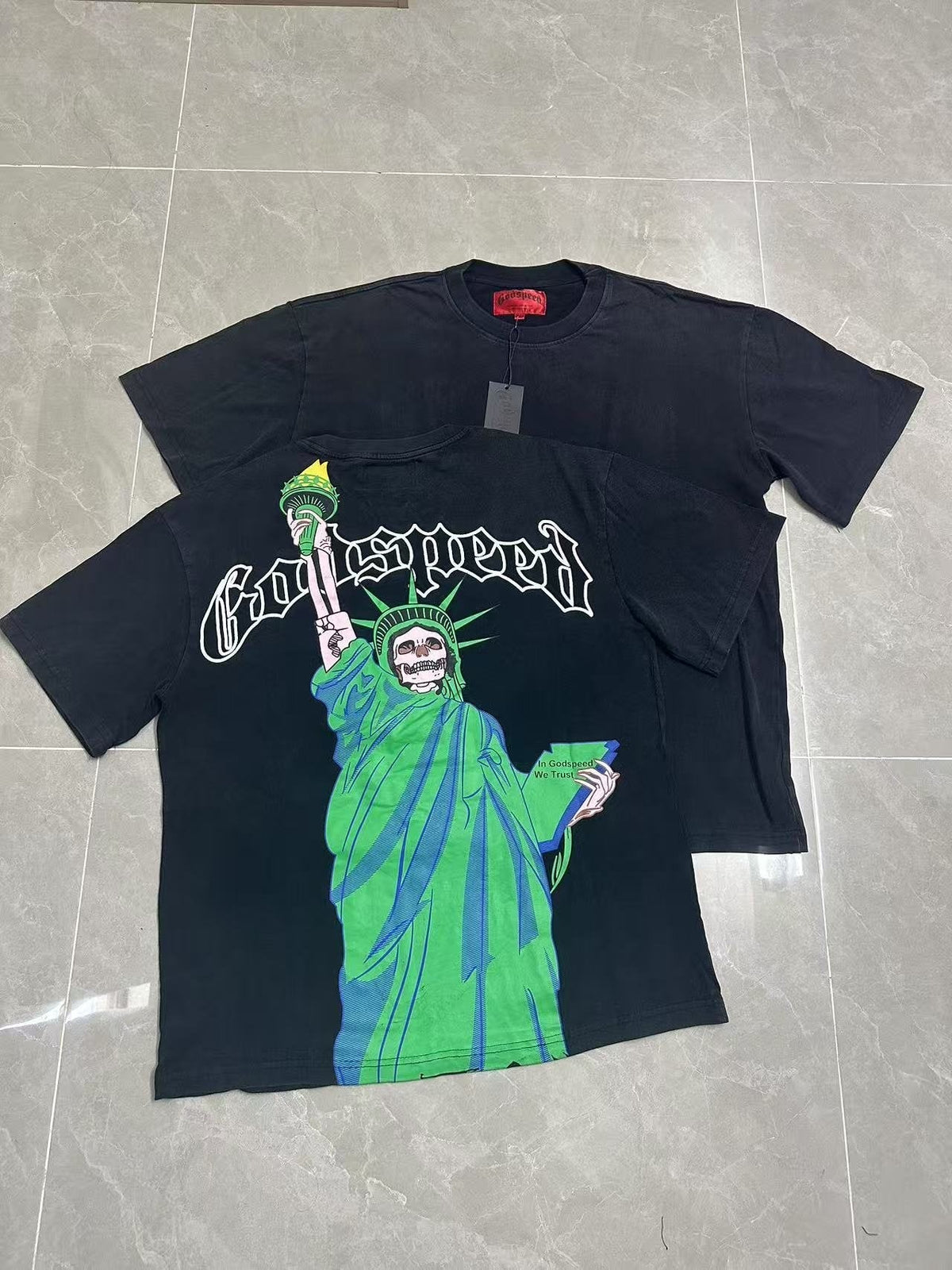 Godspeed Statue of Liberty Skull Graphic T-Shirt