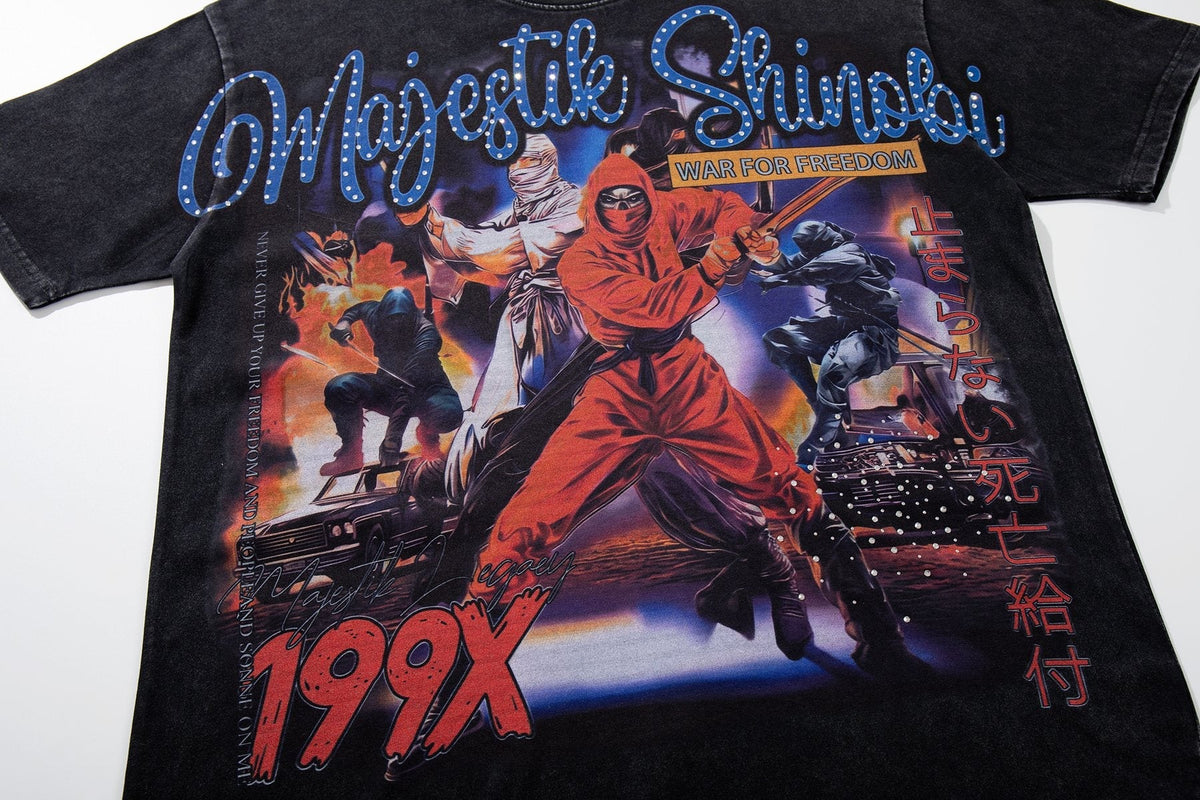 MAJESTIK P71 Rhinestone Graphic T-Shirt