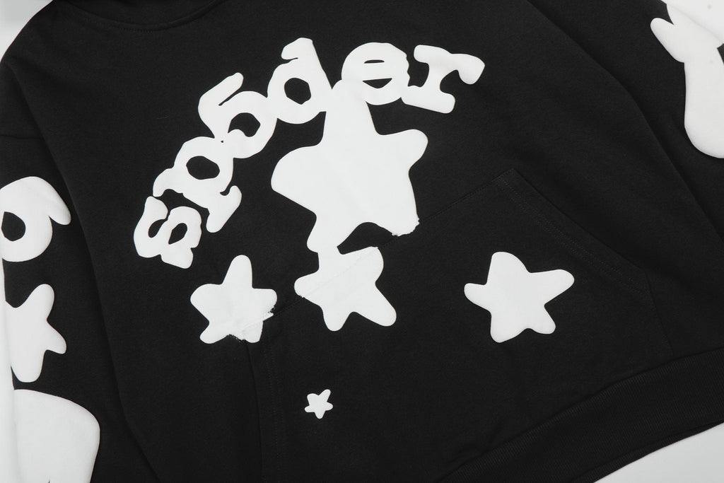 Sp5der Black Graphic Hoodie & Jogger Matching Set