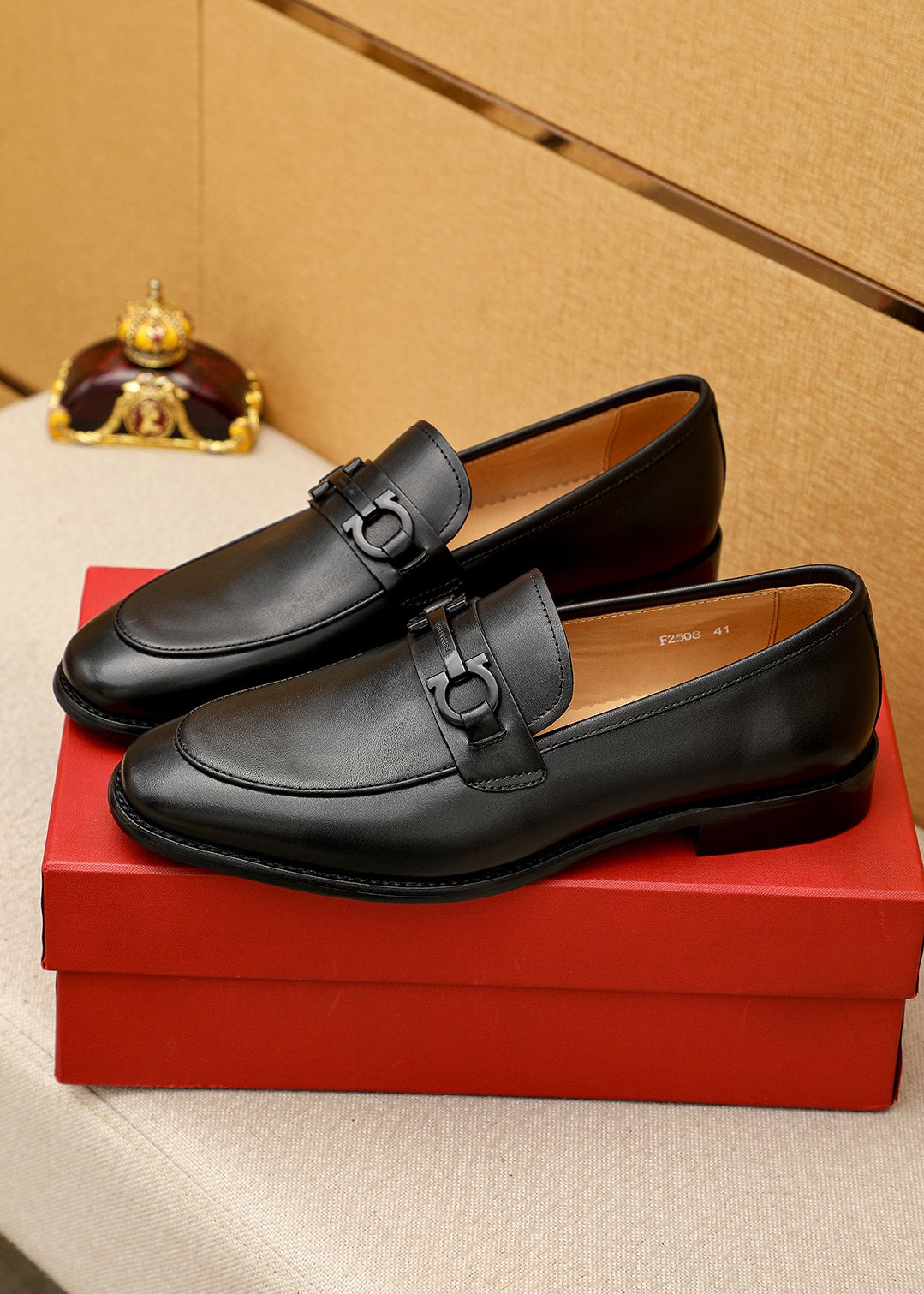 Ferragamo Black Leather Bit Loafers