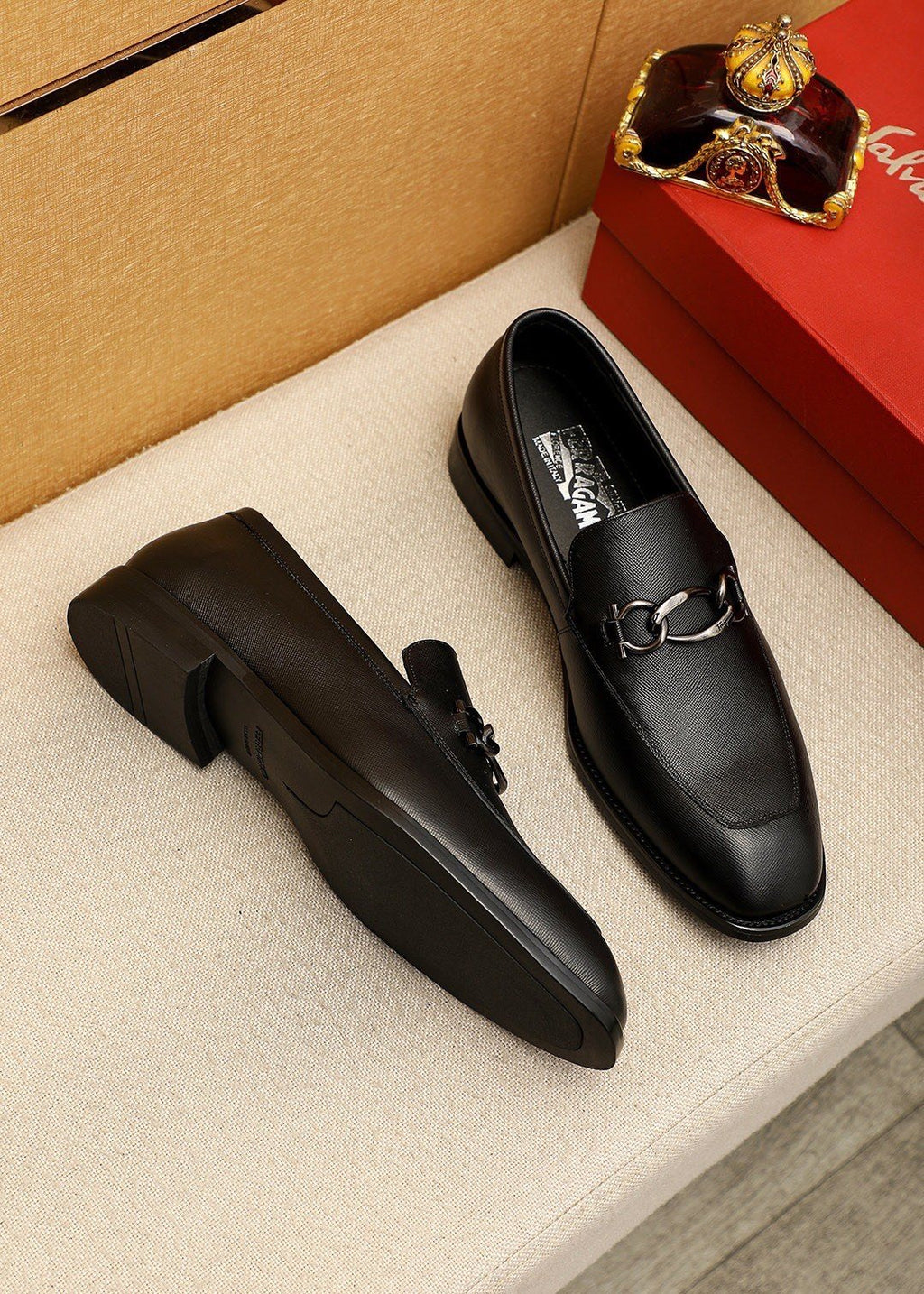 Ferragamo Black Bit Loafers - Leather Lining