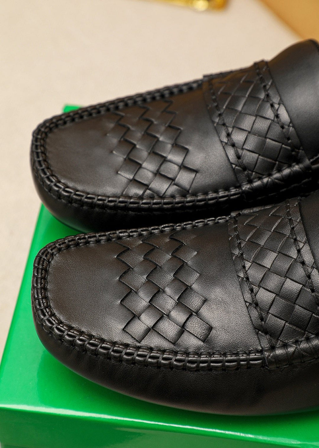 Bottega Veneta Black Woven Loafers
