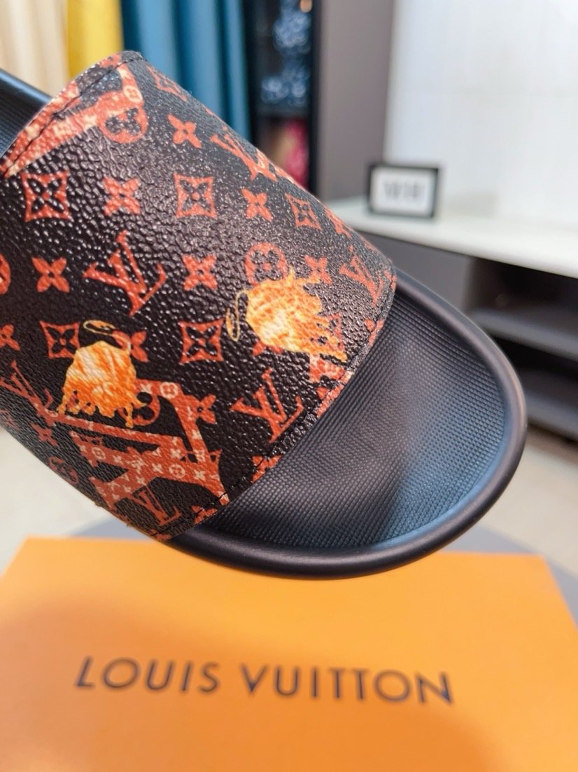 Louis Vuitton Men's Monogram-Style Slide Sandals
