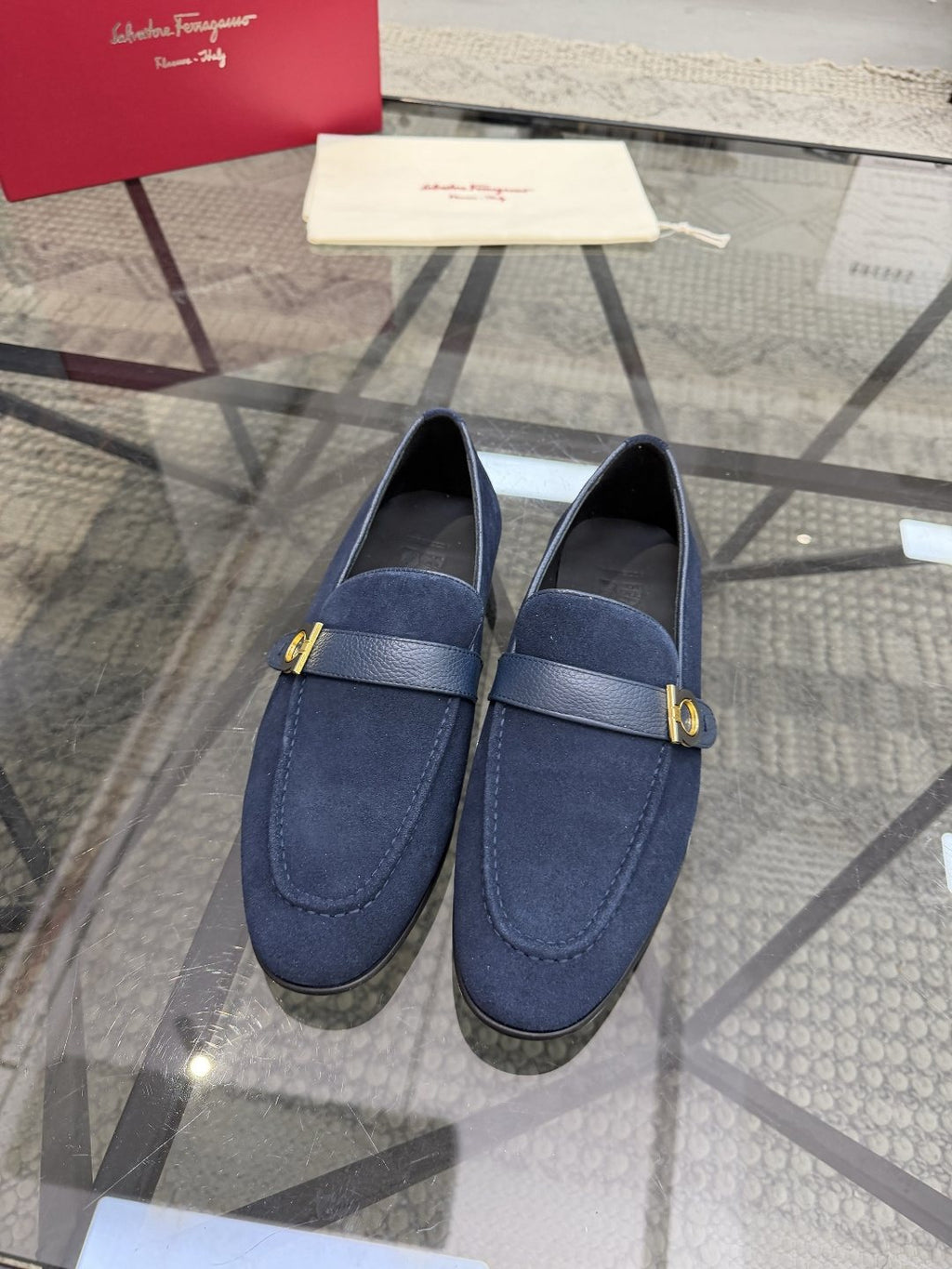 Salvatore Ferragamo Men's Ring Detail Slip-On Loafers