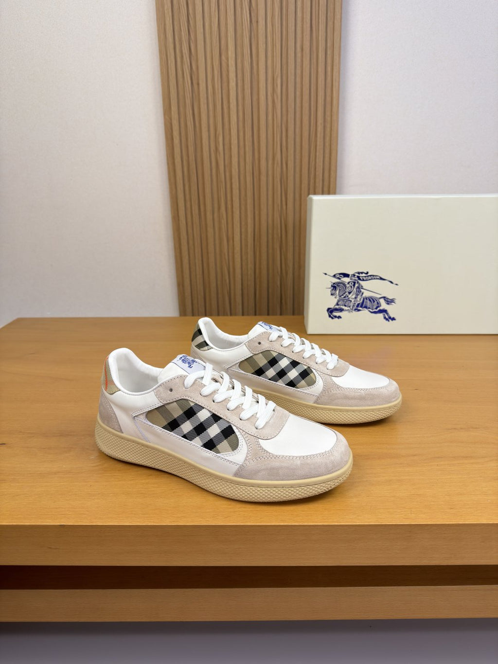 Burberry Check-Panel Low-Top Sneakers