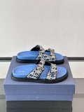 Dior Men's Patterned Buckle Slide Sandals - Textured Outsole
