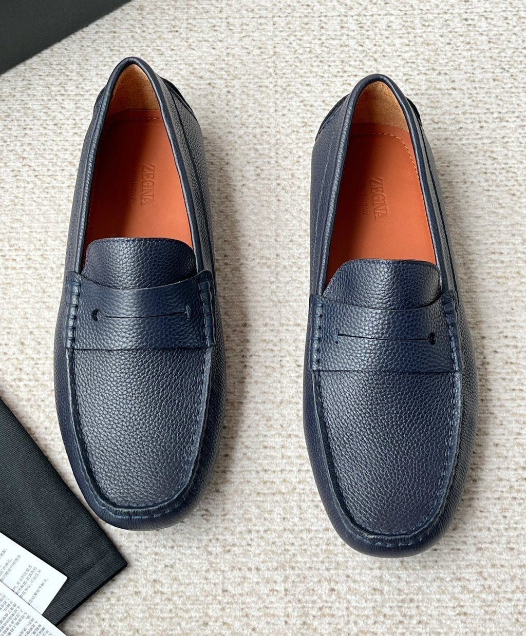 Zegna Men's Pebbled Leather Penny Loafers