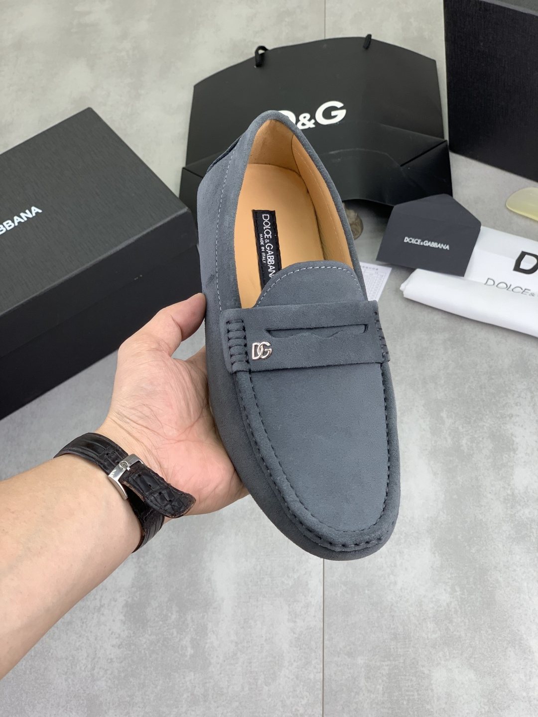 Dolce & Gabbana Men's Stitched-Toe Driving Loafers
