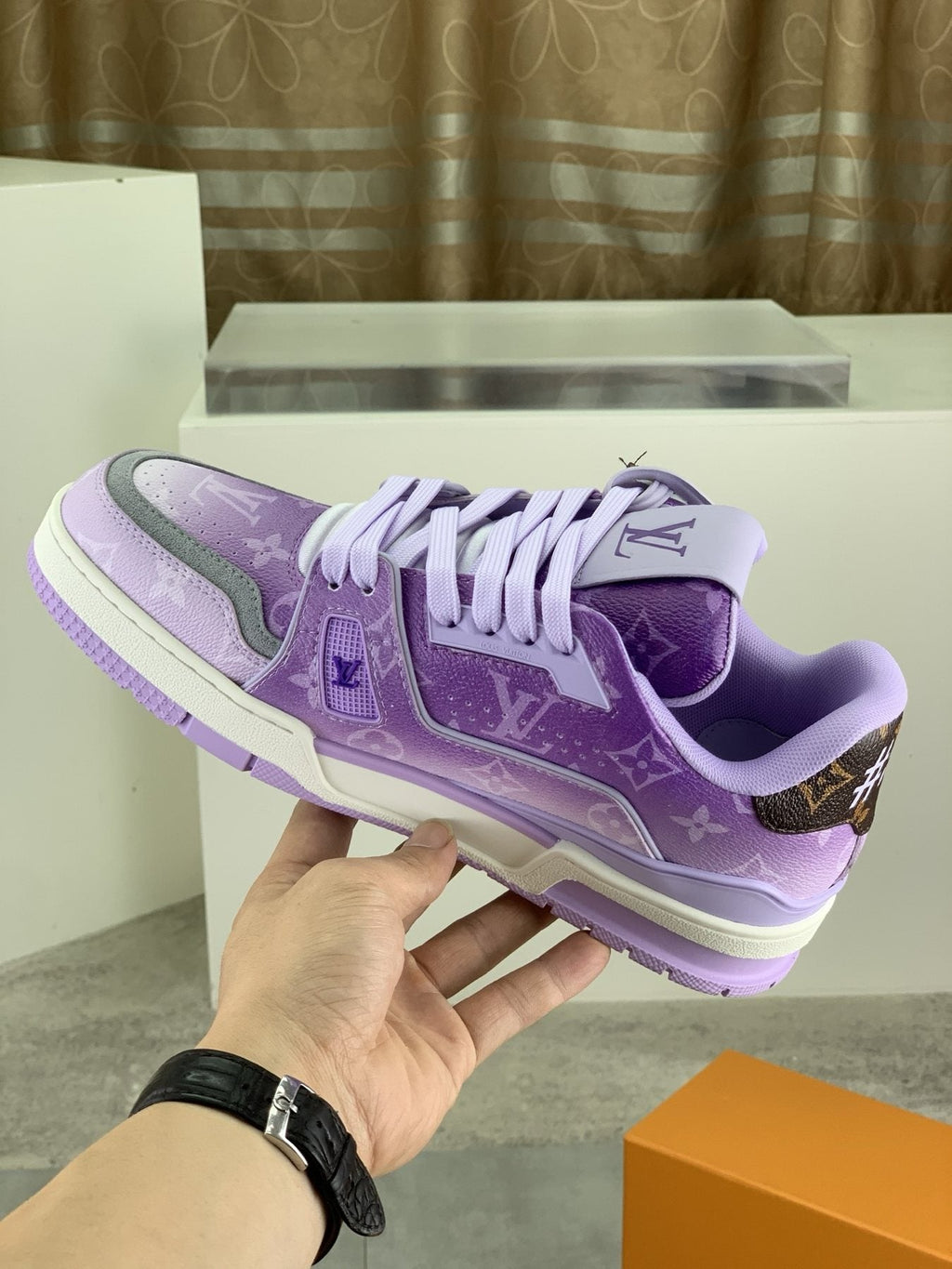 Louis Vuitton Lavender Purple Low-Top Sneakers - Lavender Purple and White
