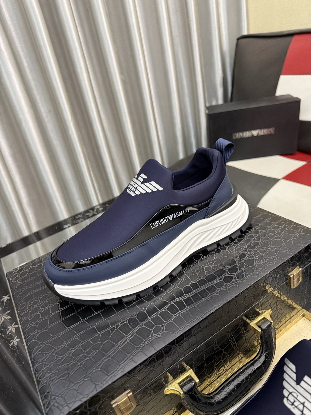 Armani Paneled Slip-On Sneakers