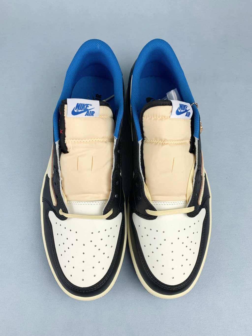 Air Jordan 1 Low White/Blue Lightning Reverse Swoos Unisex Sneakers DM7866-140