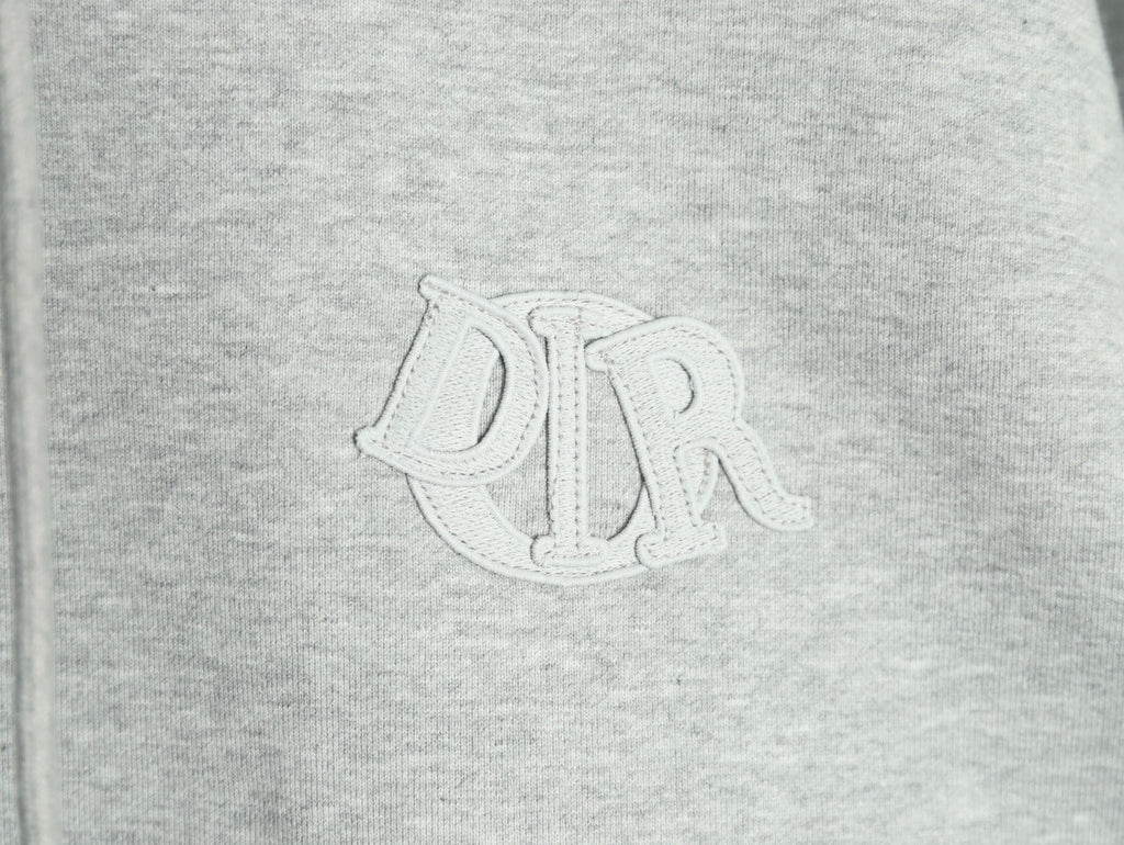 Dior CD Three-Color Badge Embroidered Hoodie - Light Gray