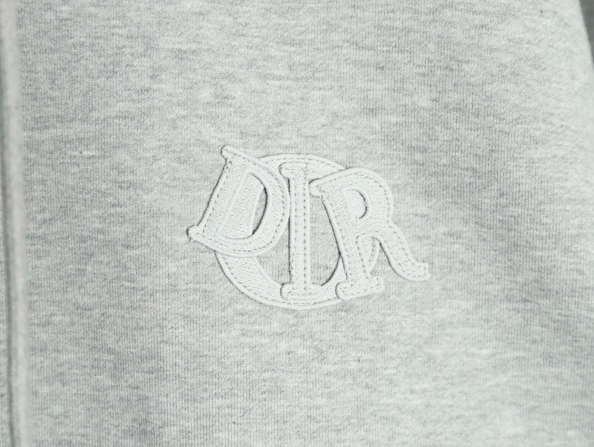 Dior CD Three-Color Badge Embroidered Hoodie - Light Gray